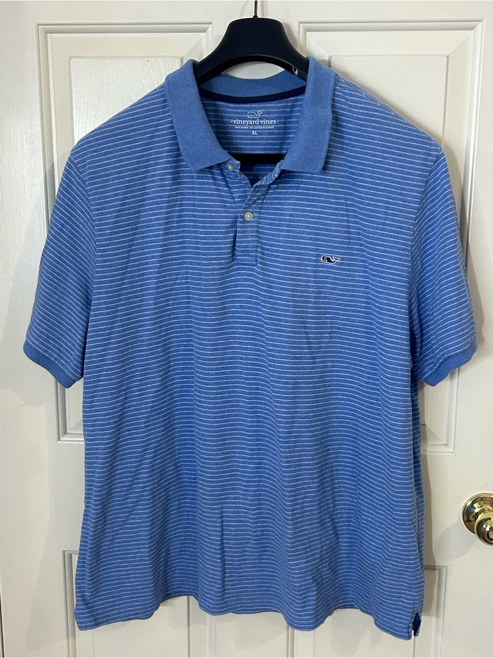 Vineyard Vines Blue Striped Polo Shirt Men’s XL Preppy Whale Pique Cotton Blend - Picture 2 of 8